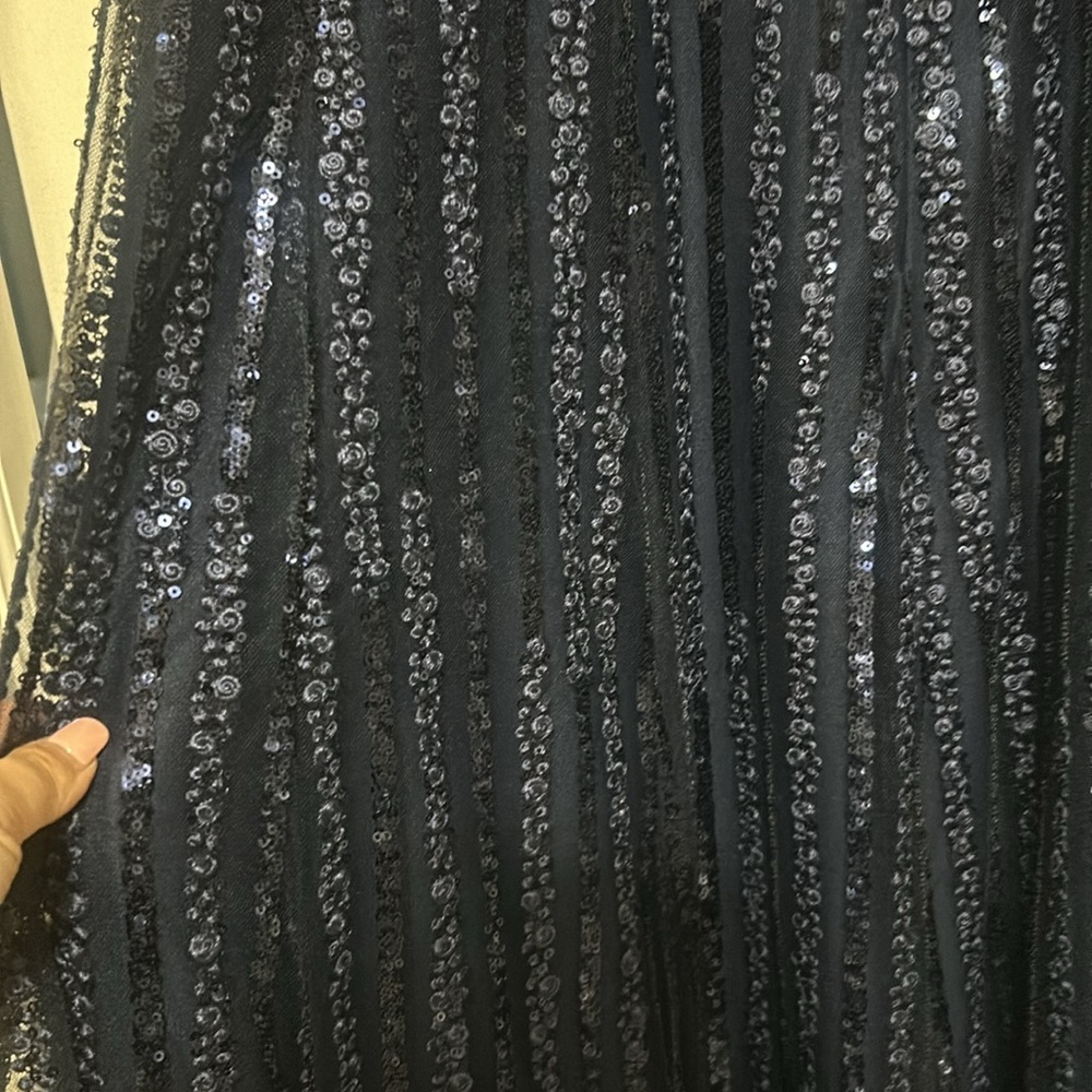 MAC DUGGAL Plunging Striped Sequin Long Sleeve Dress NWOT sz 14 - Picture 6 of 9